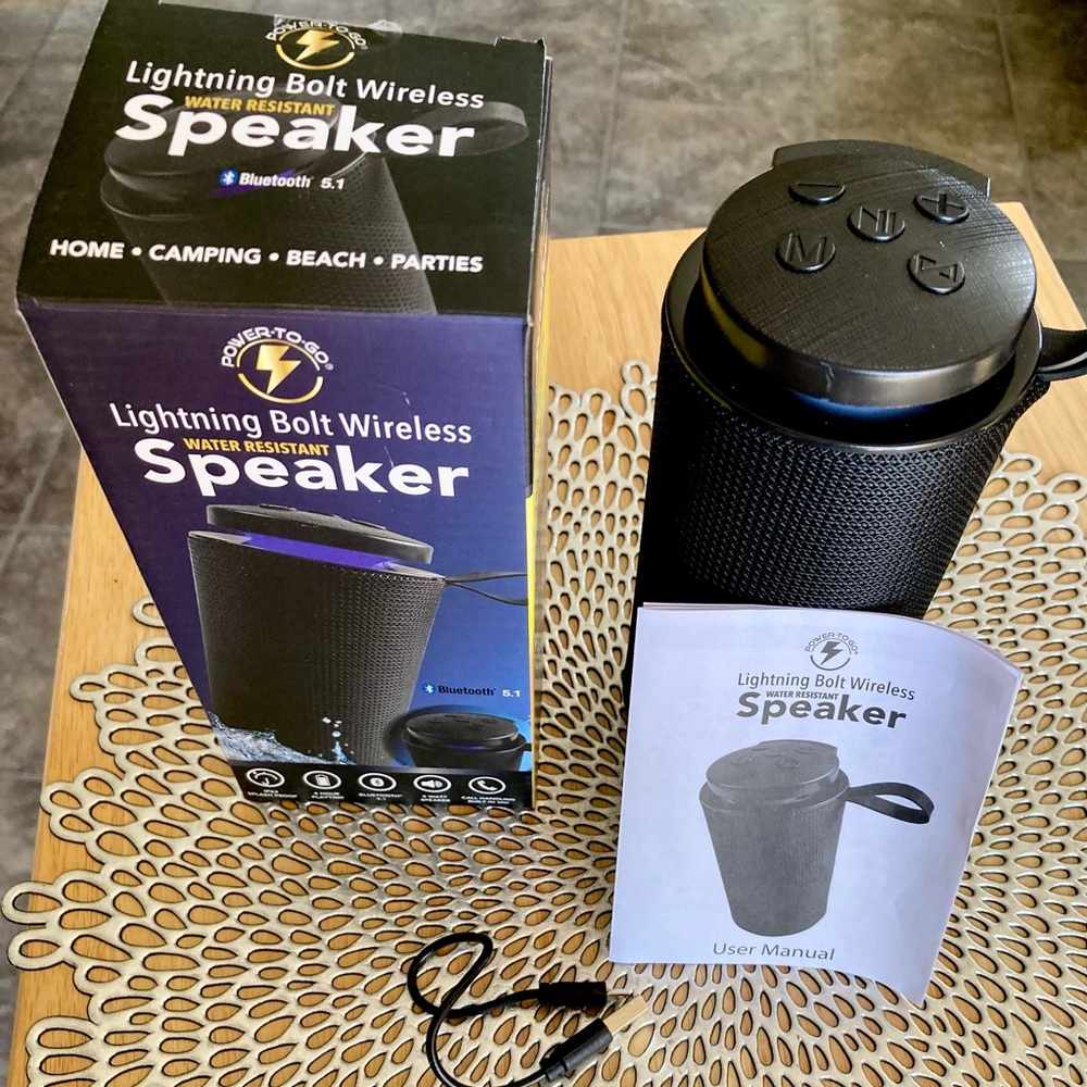 Power To Go - Lightning Bolt Wireless
Water Resistant Speaker